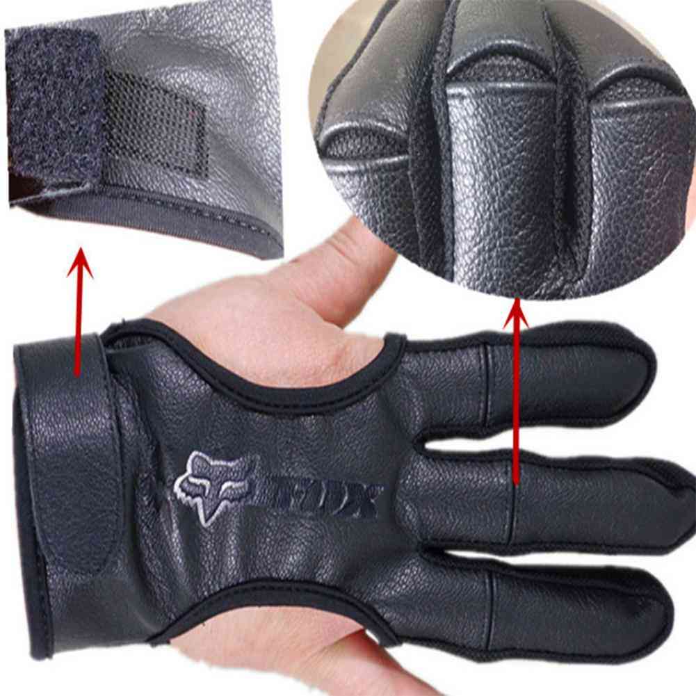 Professionellt bågskytte läder, 3-fingerade handskar, skyddande handskydd för jakt