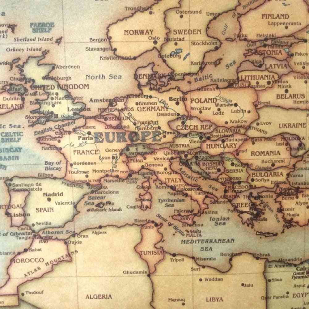Vintage Style World-map For Office/school Decoration