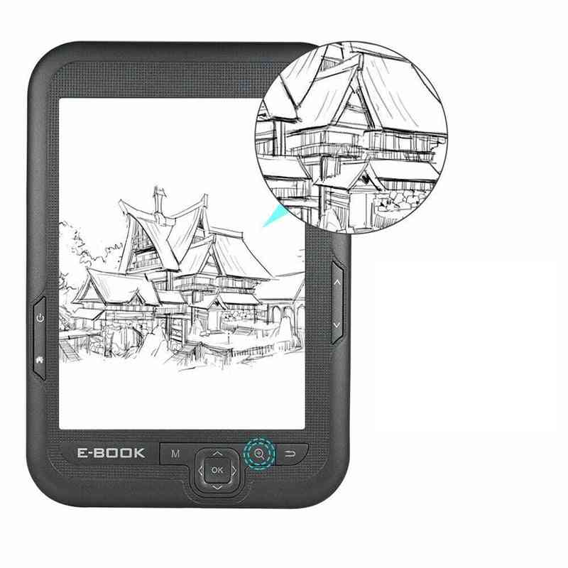 6 pollici 4 gb ebook reader e-ink capacitivo ebook schermo light-eink, e-book e-ink e-reader mp3 con custodia