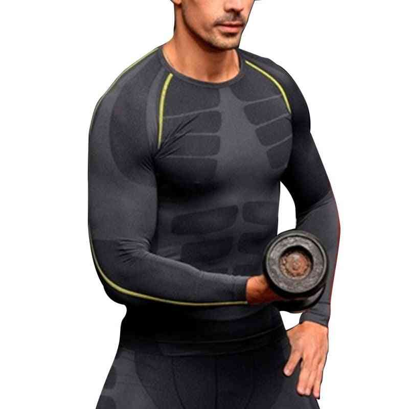 Mænds kompression bundlag stram top skjorte, under huden langærmet sportsudstyr
