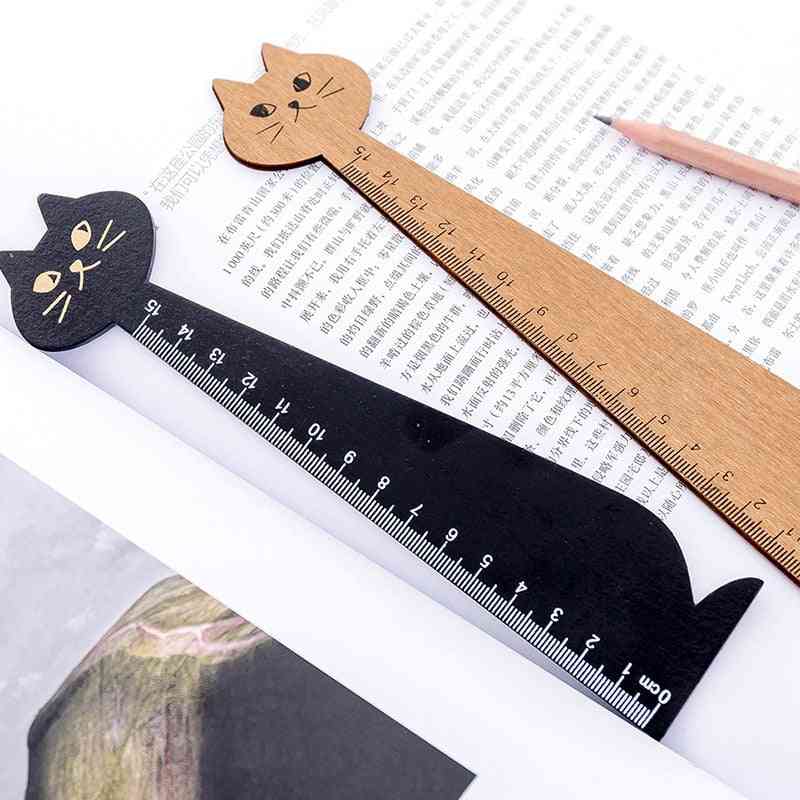 Cat Shape Straight Wooden Ruler For Drawing