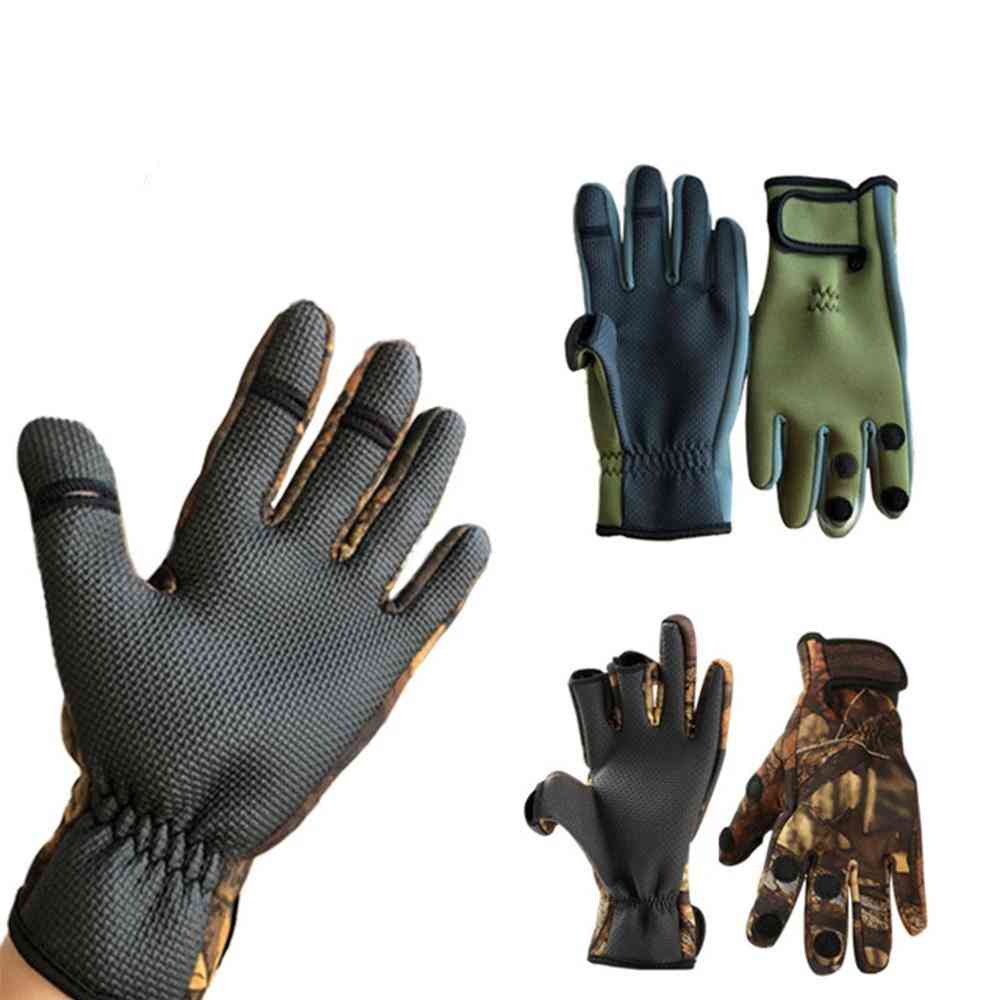 Outdoor Winter Fishing Three Or Two Fingers Cut Anti-slip Climbing Glove