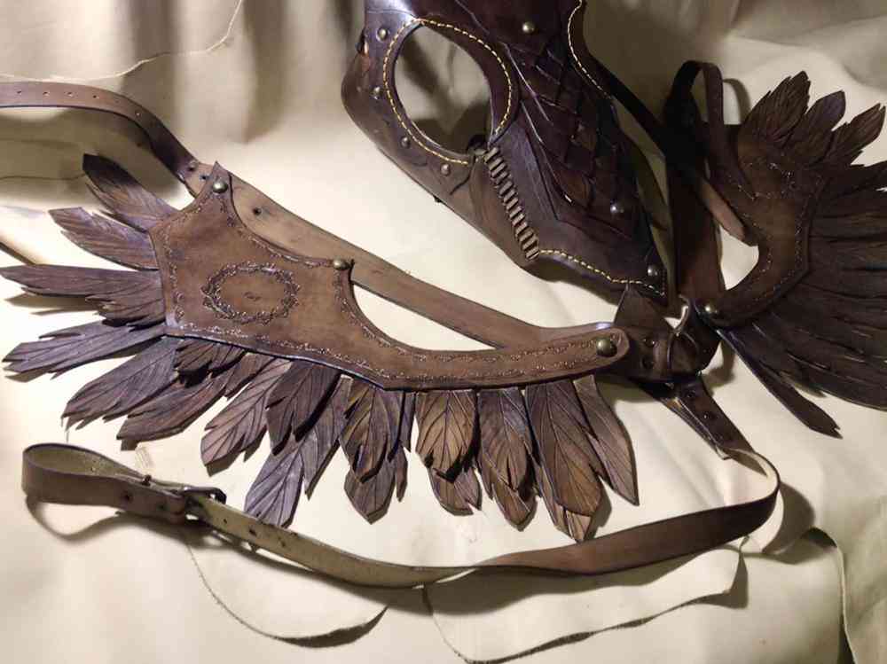 Costume d'armure de collier de cheval en cuir, baril de sangle de garrot de cheval de guerrier