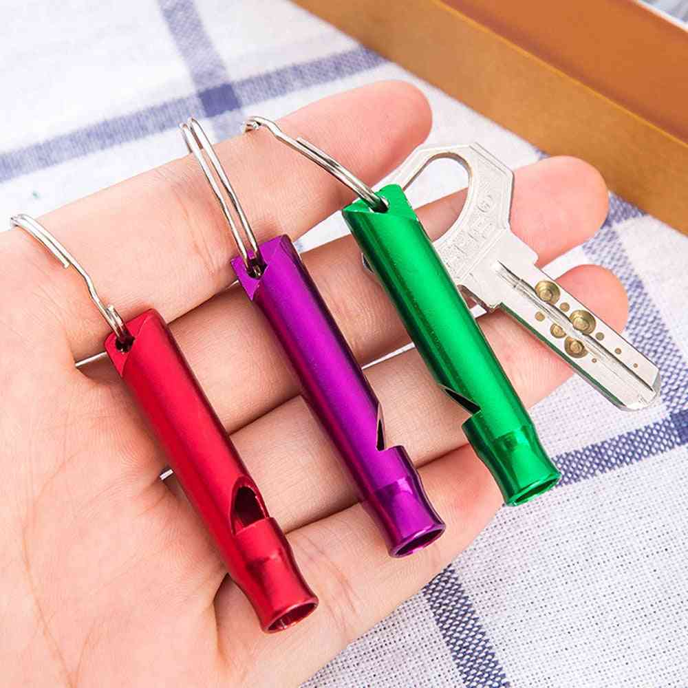 Emergency Survival Whistle Keychain, Keyring Aluminum Alloy, Camping Hiking Mini Size, Cheer Leading Tool