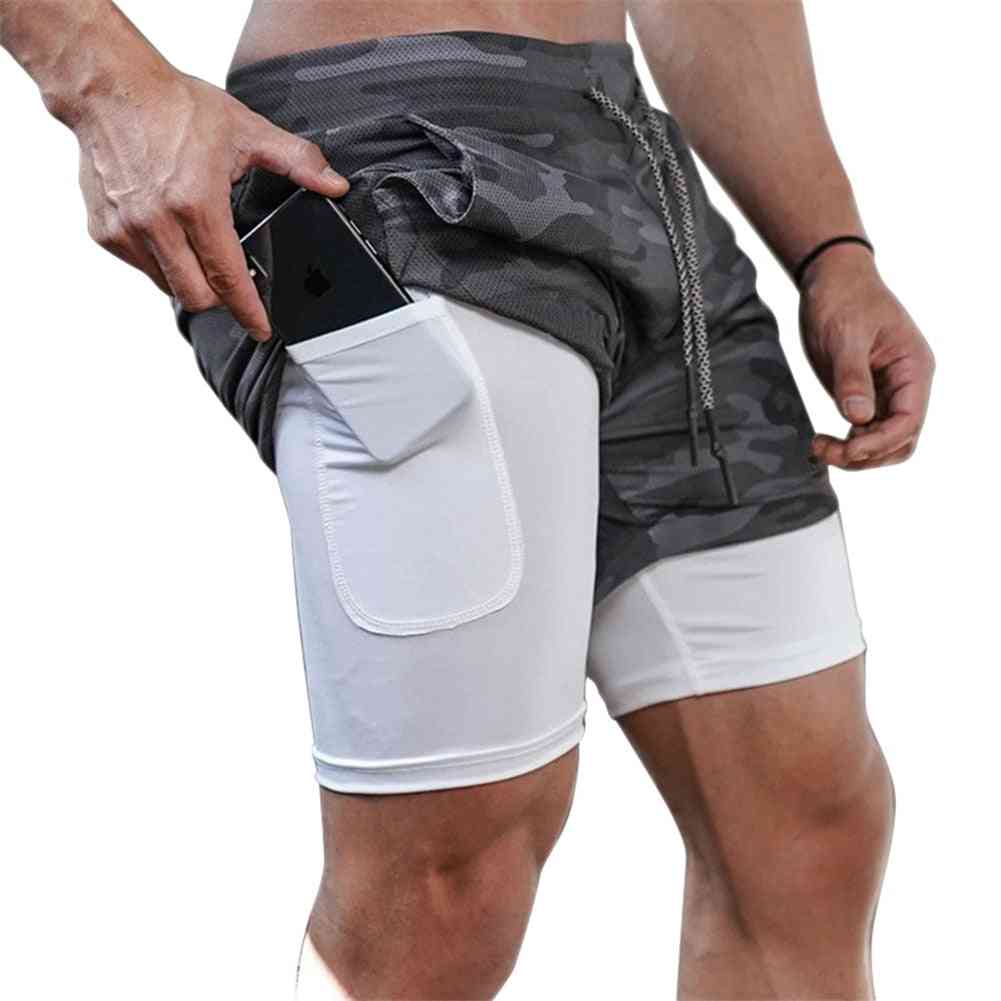 Mænds sport dobbeltdækket hurtigtørrende shorts