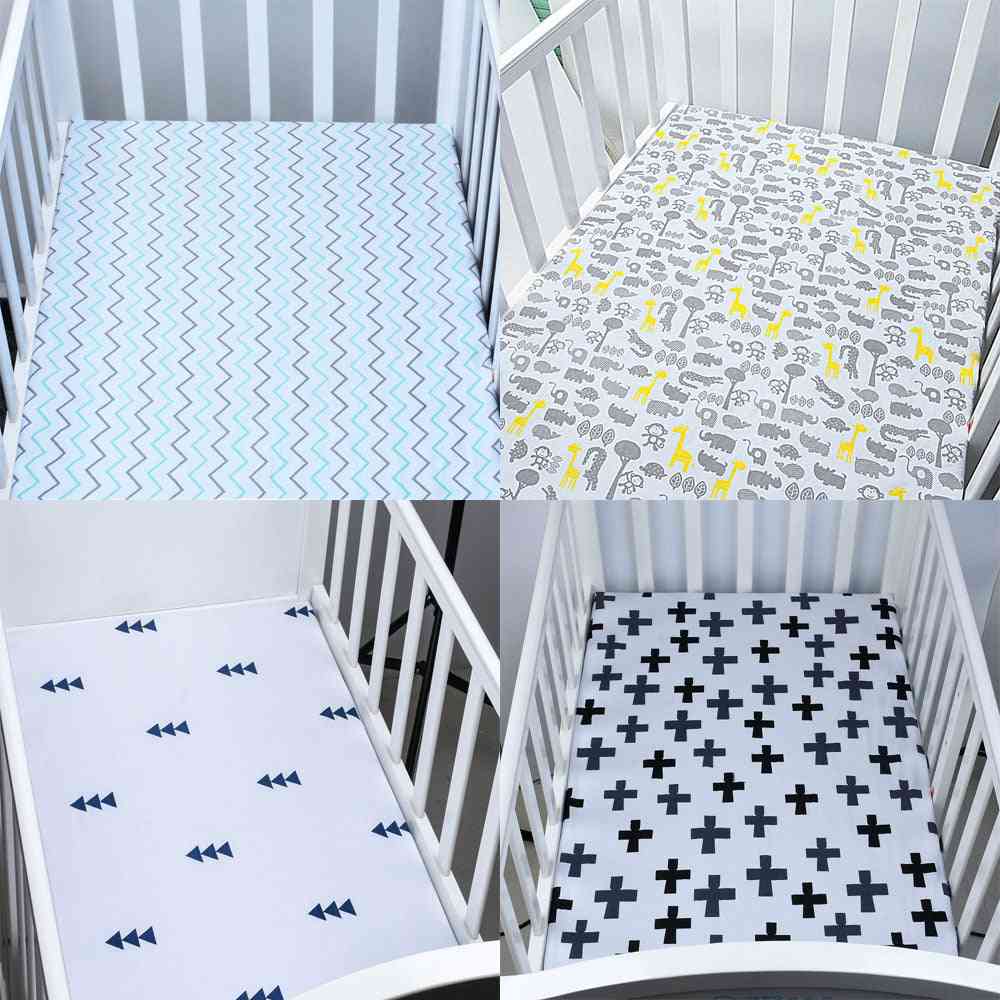 Bed Fitted Sheet, Crib Triangle Design Bedding Protector