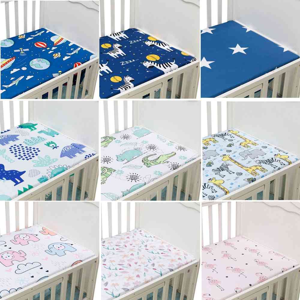 Newborn Baby Crib Fitted Bed Mattress Breathable Cartoon Print Sheet