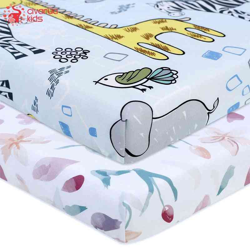 Cartoon Printed Crib Bed Sheets For Newborn Babies