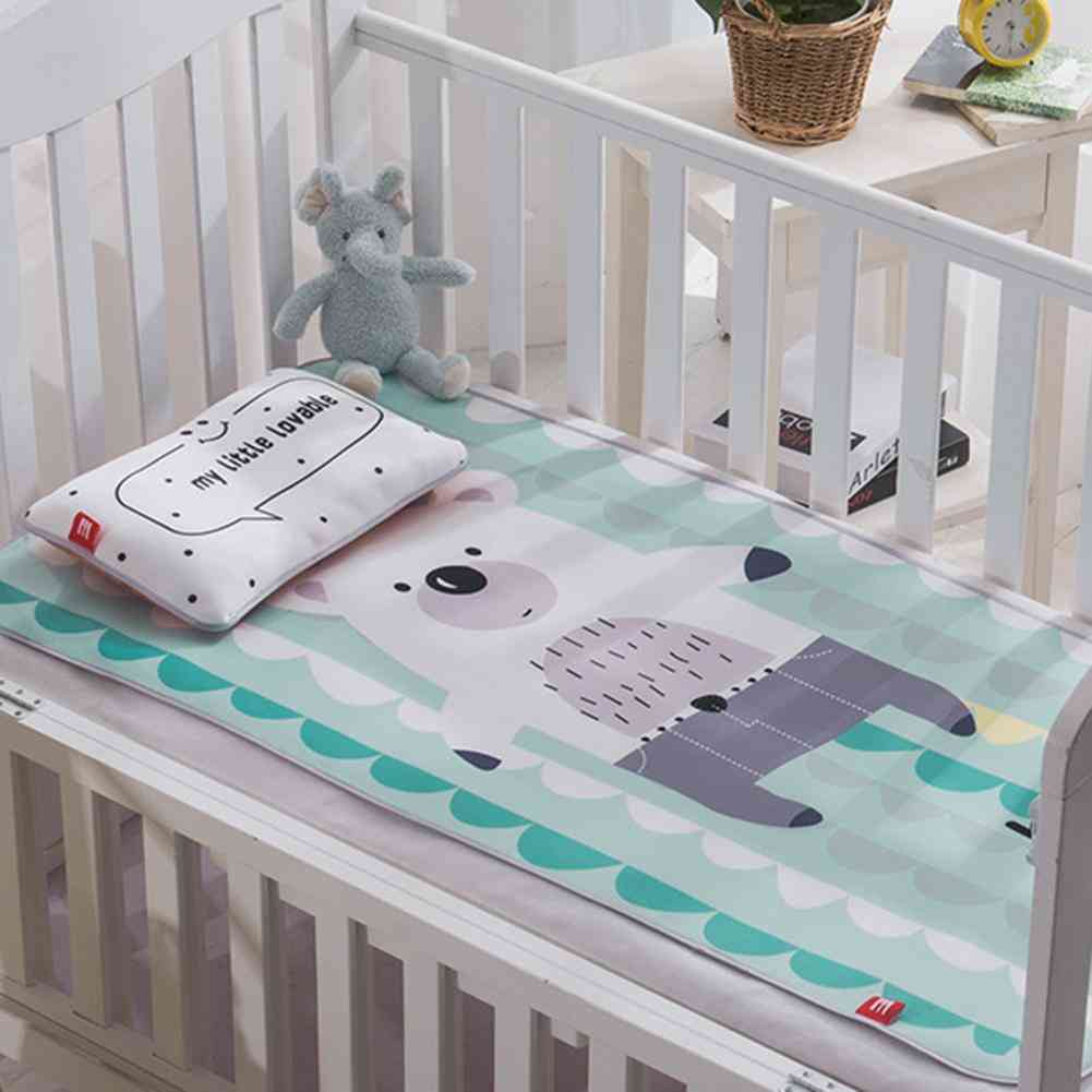 Baby Ice Silk Mat With Pillow Set, Mattress Cute Cartoon Crib