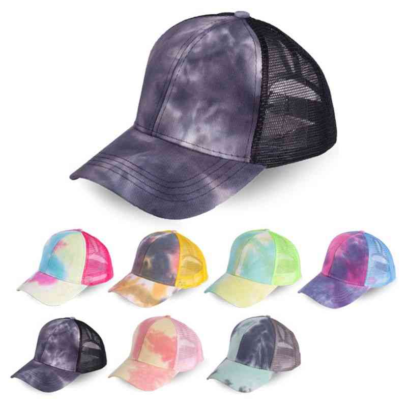 Ponytail Baseball Cap, Women Washed Snapback Summer Messy Bun Running Sport Hat