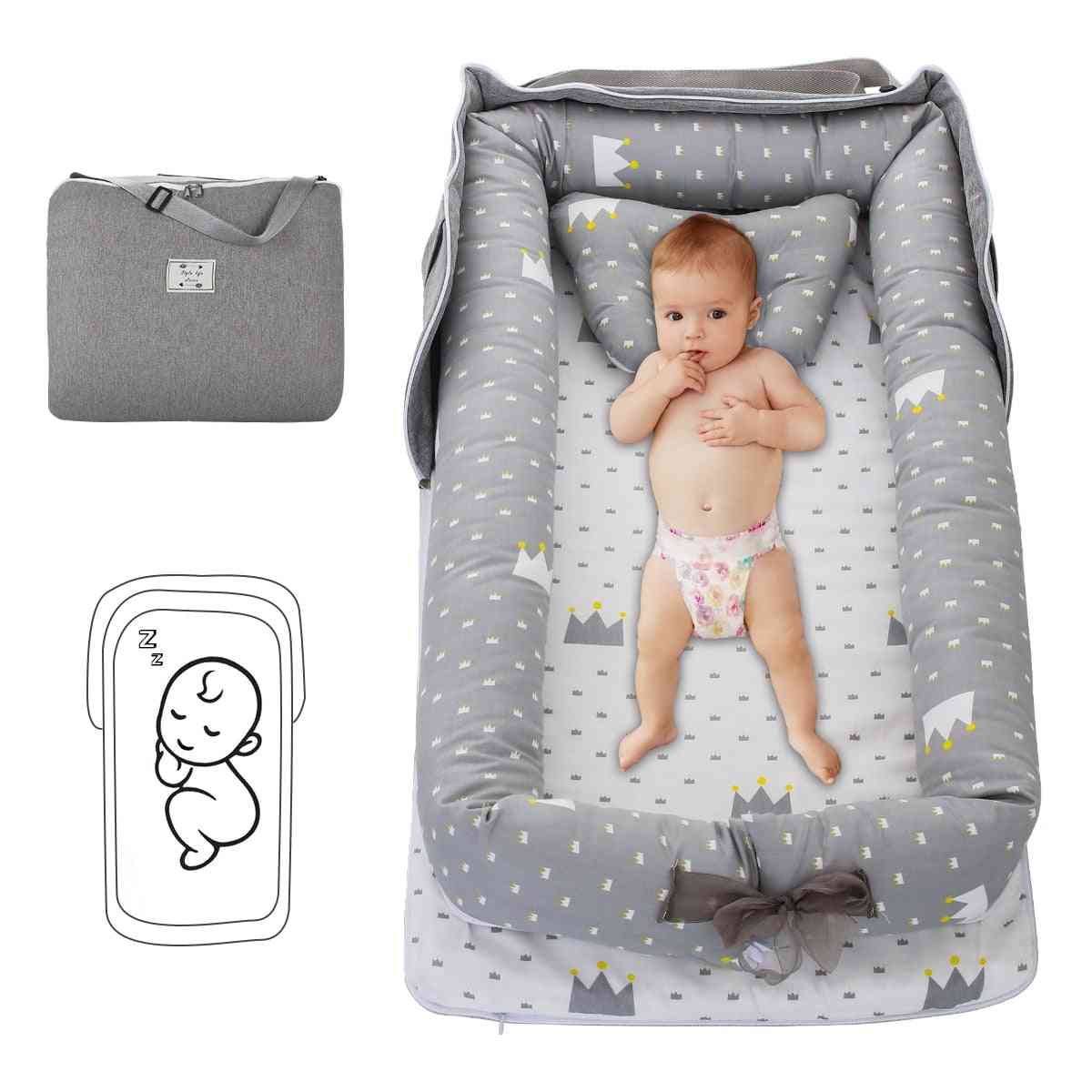 Baby Lounger Folding Portable Nest Bed For &, Infant Cotton Cradle Crib Travel Bedroom