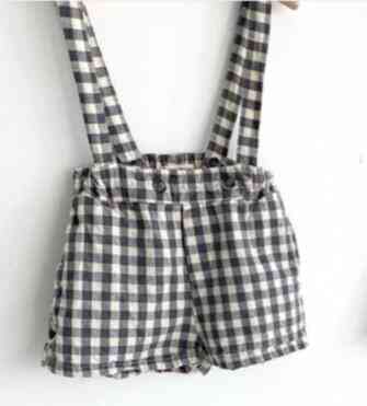 Bloomers Little, Lovely Plaid Strap Overalls Fashion Solid Autumn Bottons