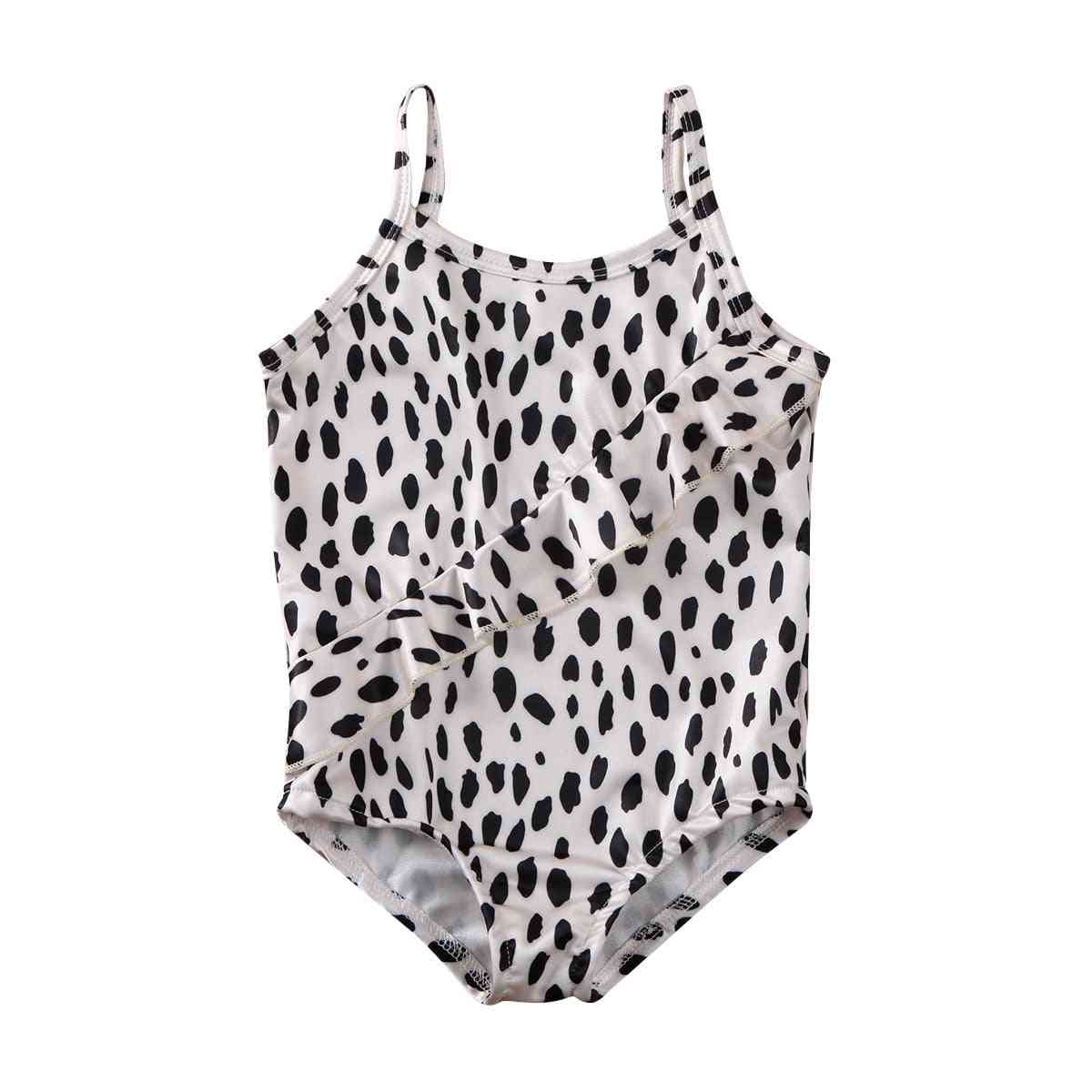 Leopard Print, Ruffled One Piece Swimsuit
