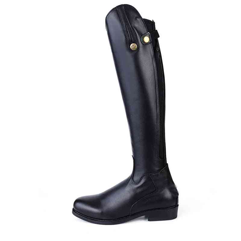 Equestrian Horse Leather High Boots, Tube Riding Shoes