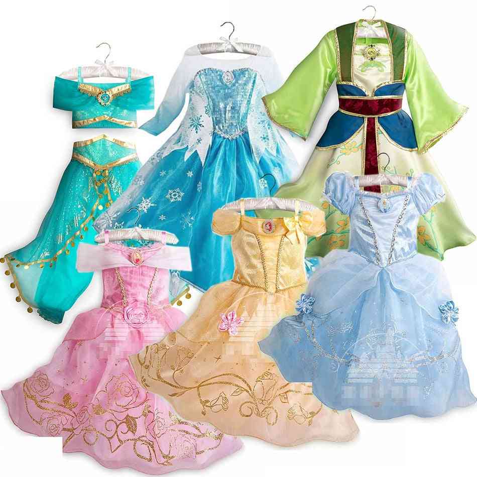 Tyttöjen prinsessat pukeutuvat, lapset fancy kauneuden puku