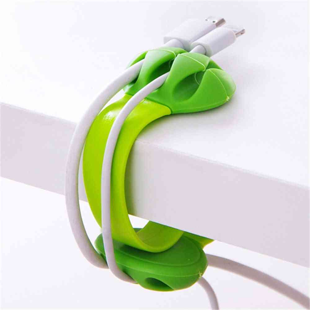 Silicone Cable Winder, Desktop Wire Wrapped Cord Holder, Line Fixer Desk Set