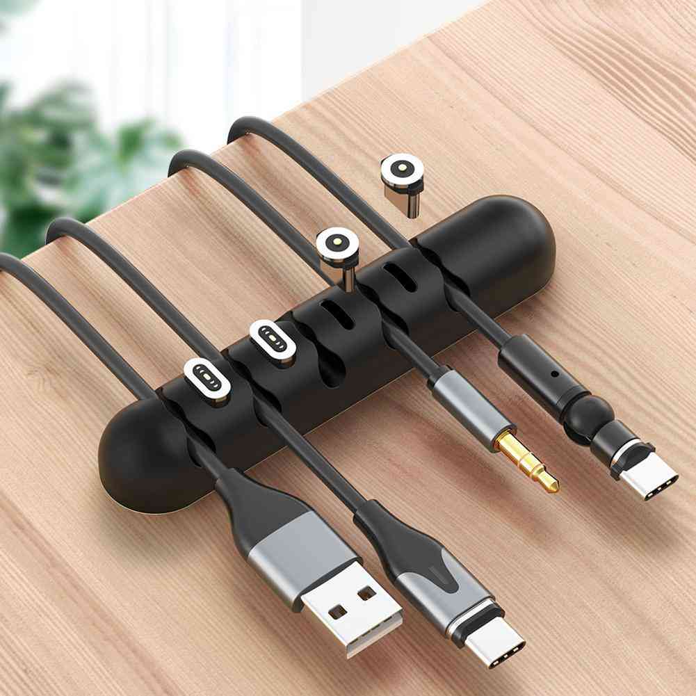 Soft Silicone Magnetic Cable Management Usb Data Line Storage Holder Organizer