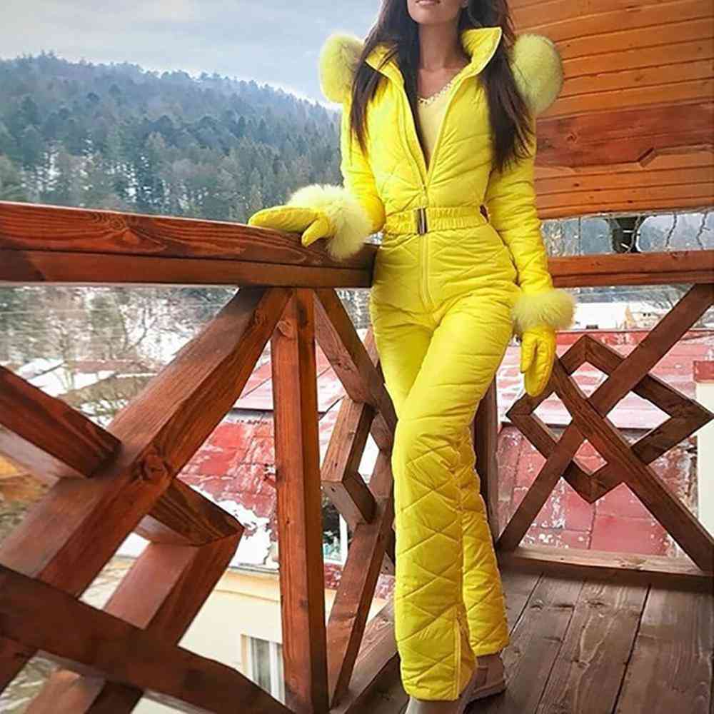 Women's One Piece Ski Jumpsuit-casual Thick Warm Play Suit