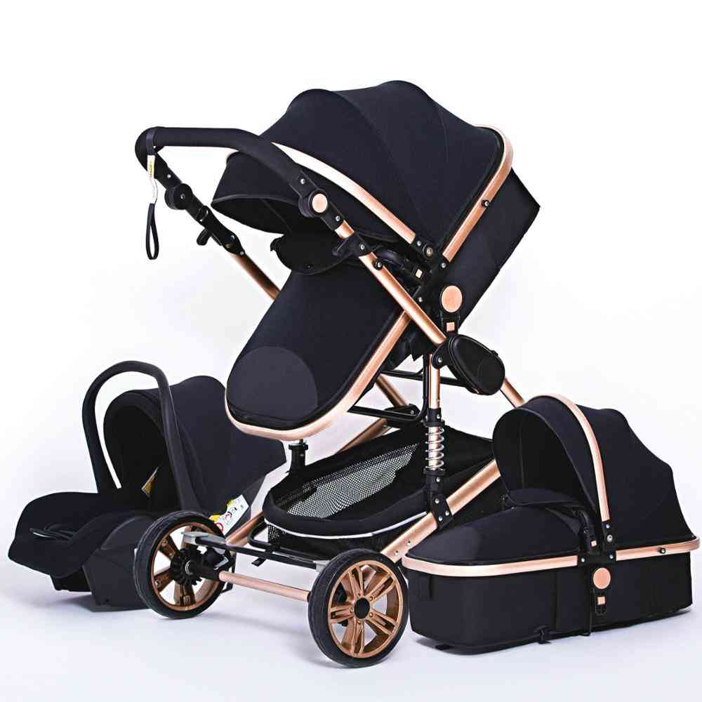 Multifunctional Baby Stroller, Portable High Landscape 4 Wheel Strollers Folding