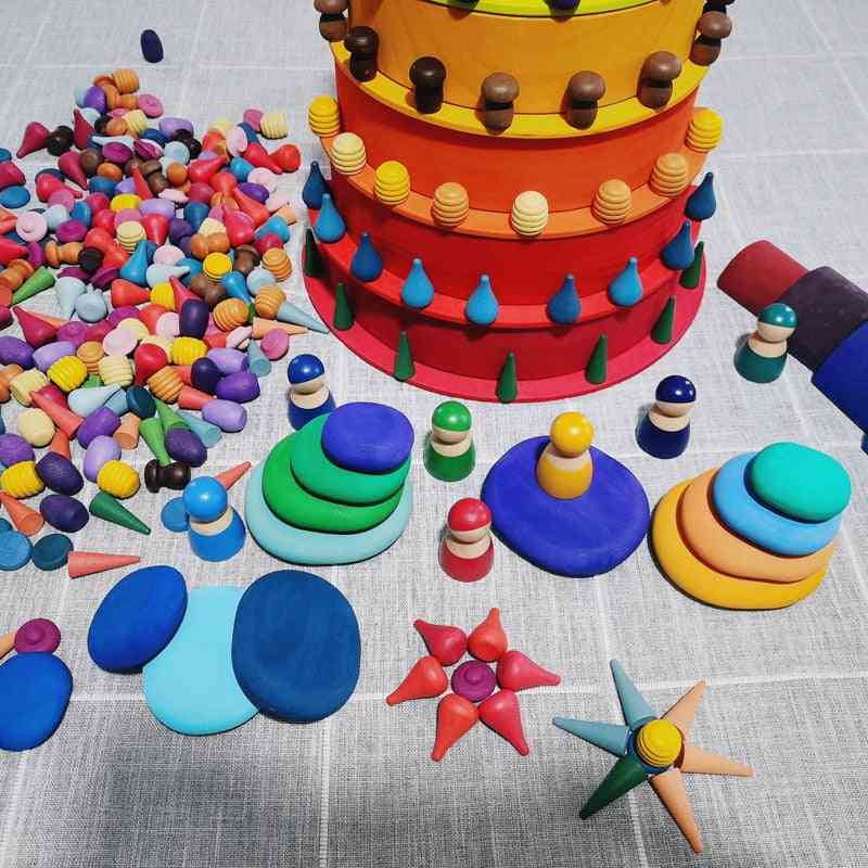 Wooden Mushroom/honeycomb/droplets/tree Cones/rainbow Shaped Blocks-toys For