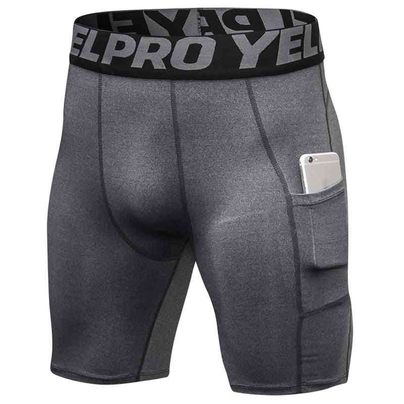Men's Elastic Compression Shorts With Pockets
