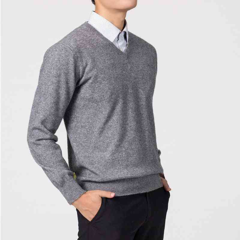 Men's Wool Fabric, V Neck Sweaters