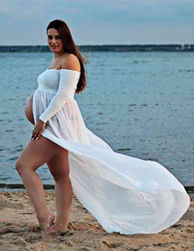 Ciążowa koronkowa sukienka maxi-ciążowa suknia fotograficzna / rekwizyt