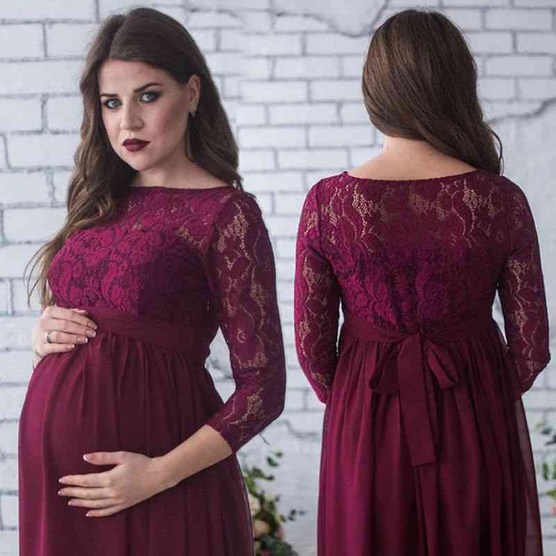 Sukienka dla matki w ciąży, rekwizyty fotograficzne dla kobiet w ciąży ubrania koronkowe