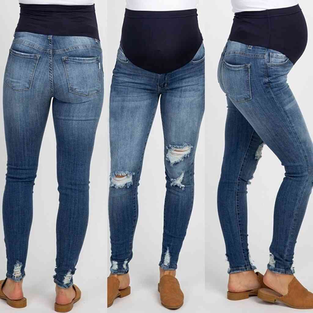 Pregnant Woman Ripped Jeans Maternity Pants / Trousers