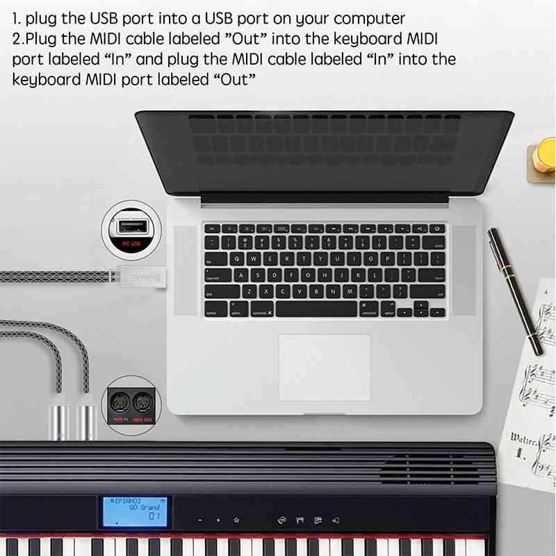 Midi Cable To Usb Converter-professional Interface With Indicator Light