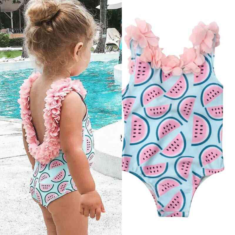 Baby Sleeveless Watermelon Print Backless Flower Cute Swimsuits