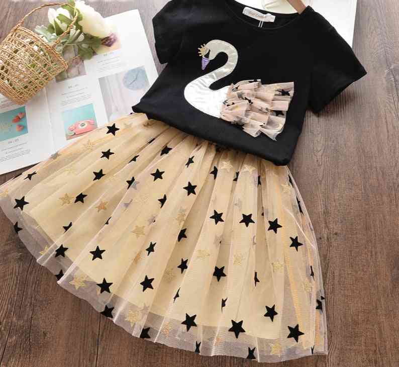 Summer Cute Parrten Short T-shirt And Skirt Set
