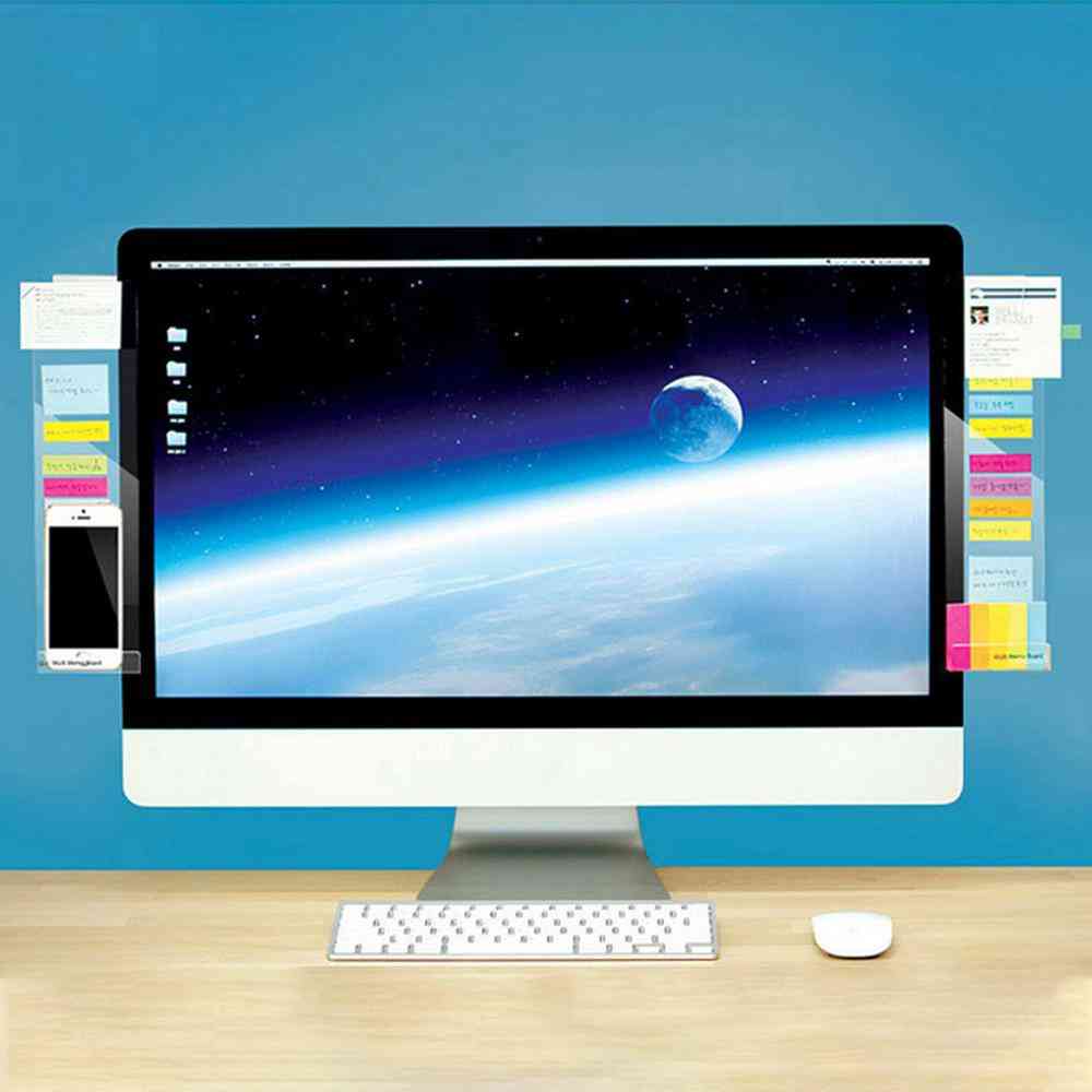 Self-adhesive Acrylic Computer Monitor Message Memo Notes, Tabs Board With Phone Charging Holder For Home Office School