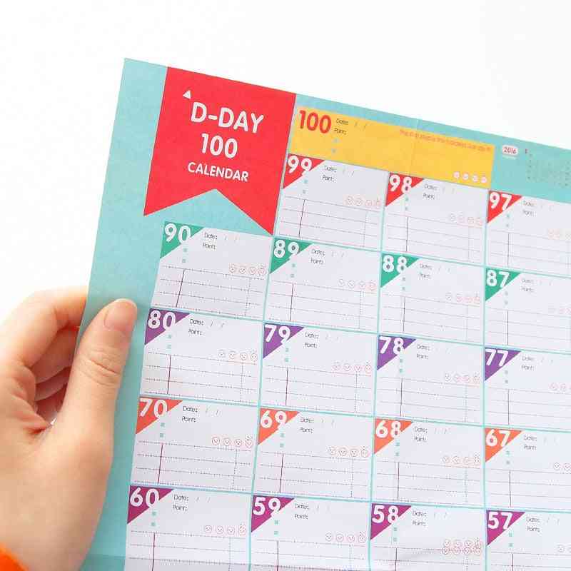 Superdeal 100 Day Countdown Calendar Learning Schedule / Periodic Planner Table