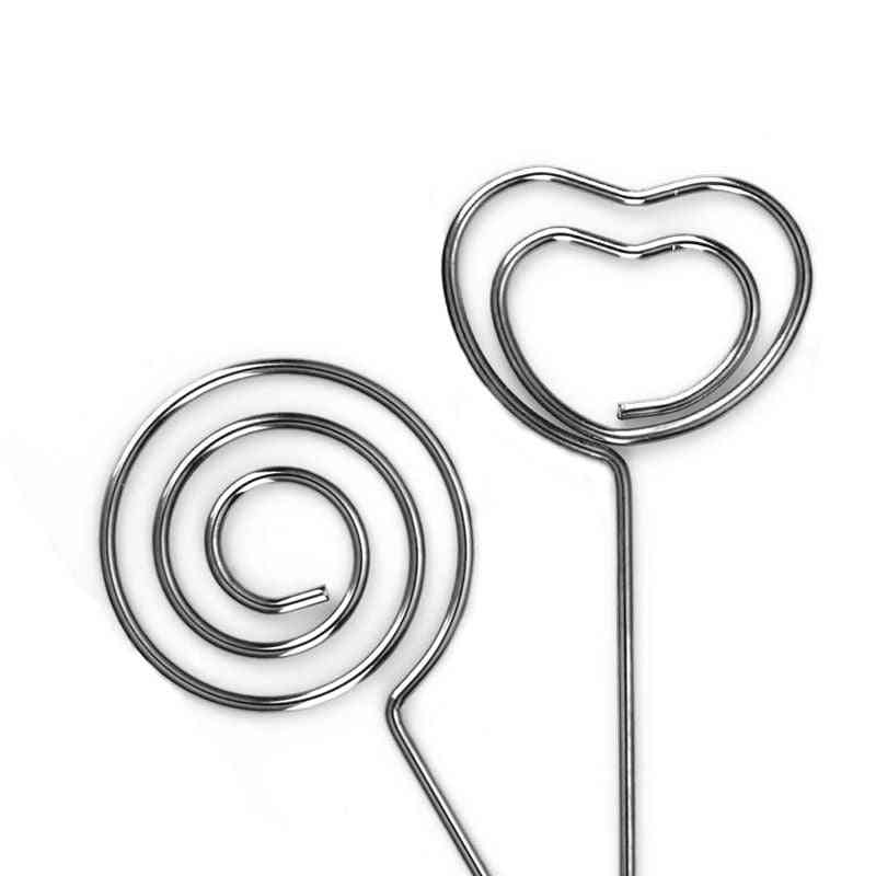 Metal Wires Heart And Round Shape Memo Clips