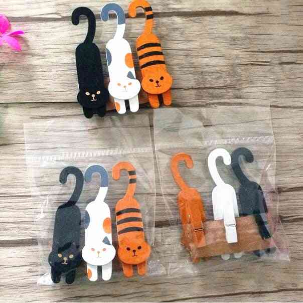Lovely Cat Design Woodenclips Set For Photo Clips Clothespin Craft Decoration Clips Pegs