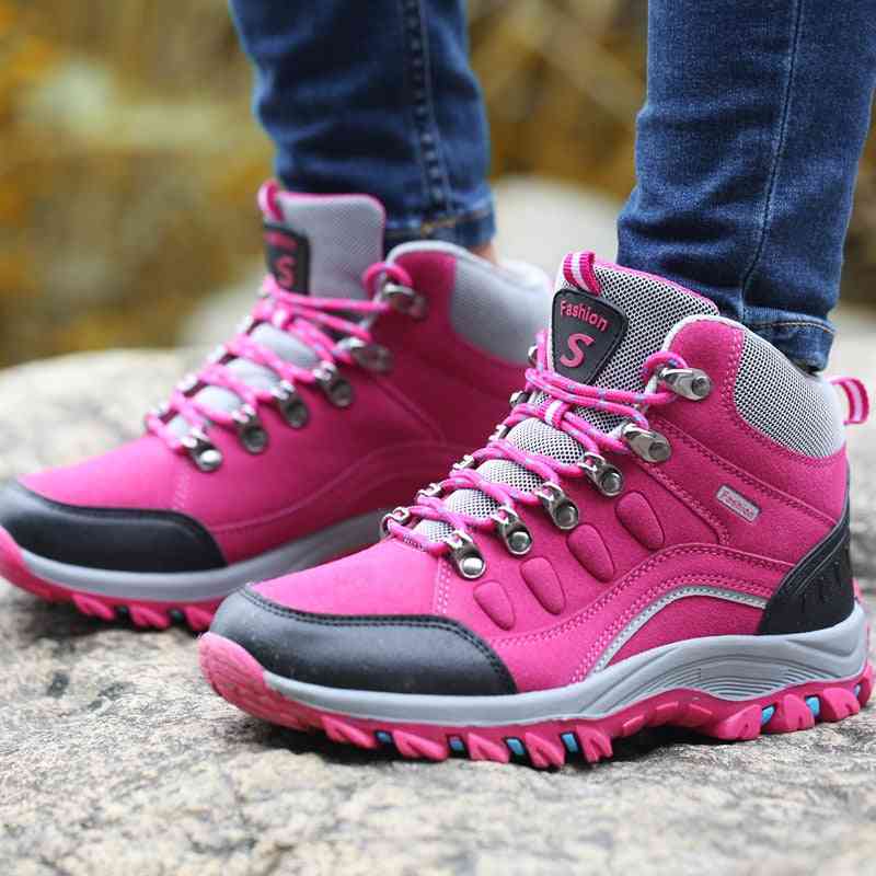 Botas de trekking impermeables para mujer, zapatos deportivos de escalada de montaña suela de goma