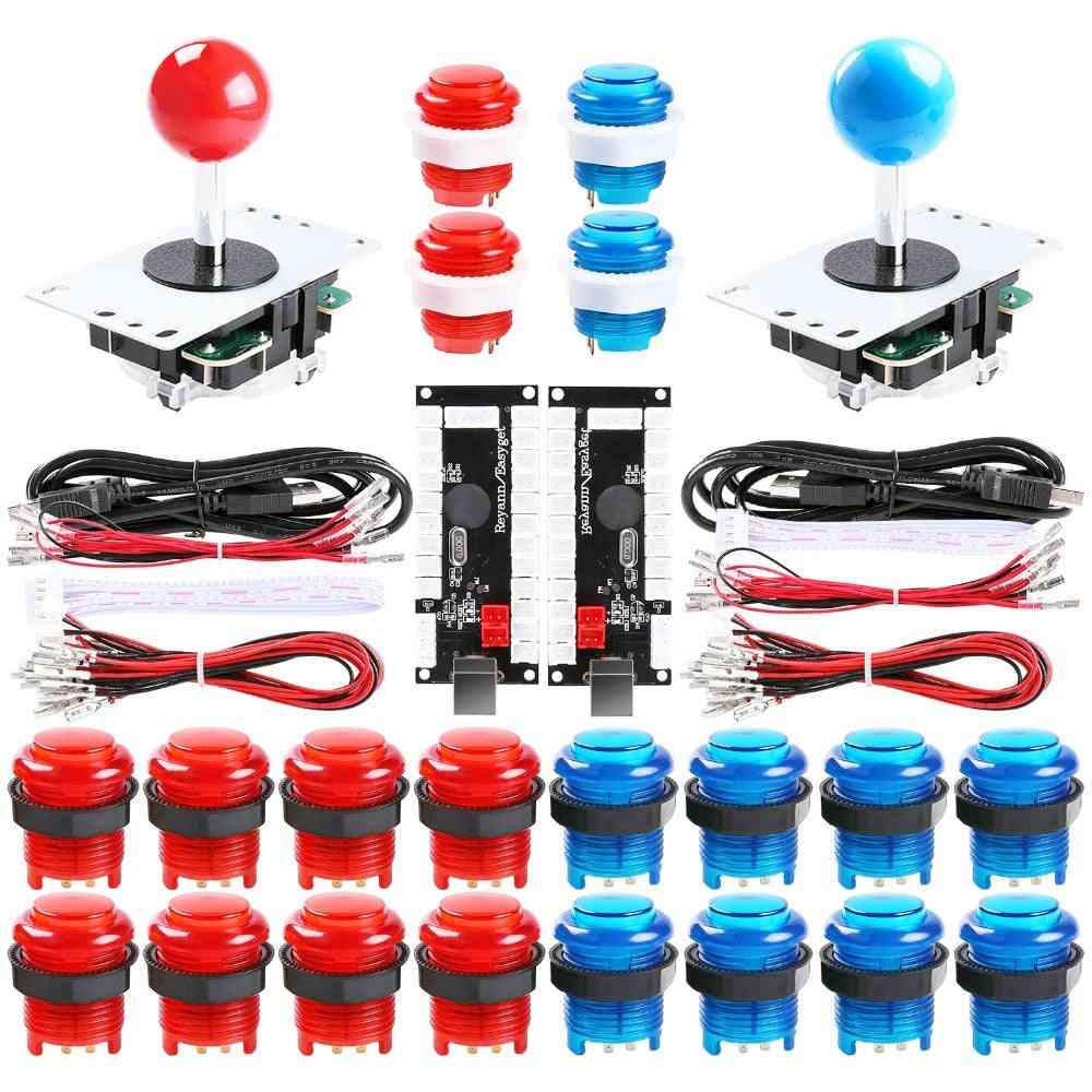 Seturi de joystick-uri arcade pentru 2 jucători cu 20 de butoane arcade led + 2 joystick-uri + 2 kit de codificator USB + cabluri set de piese de joc arcade