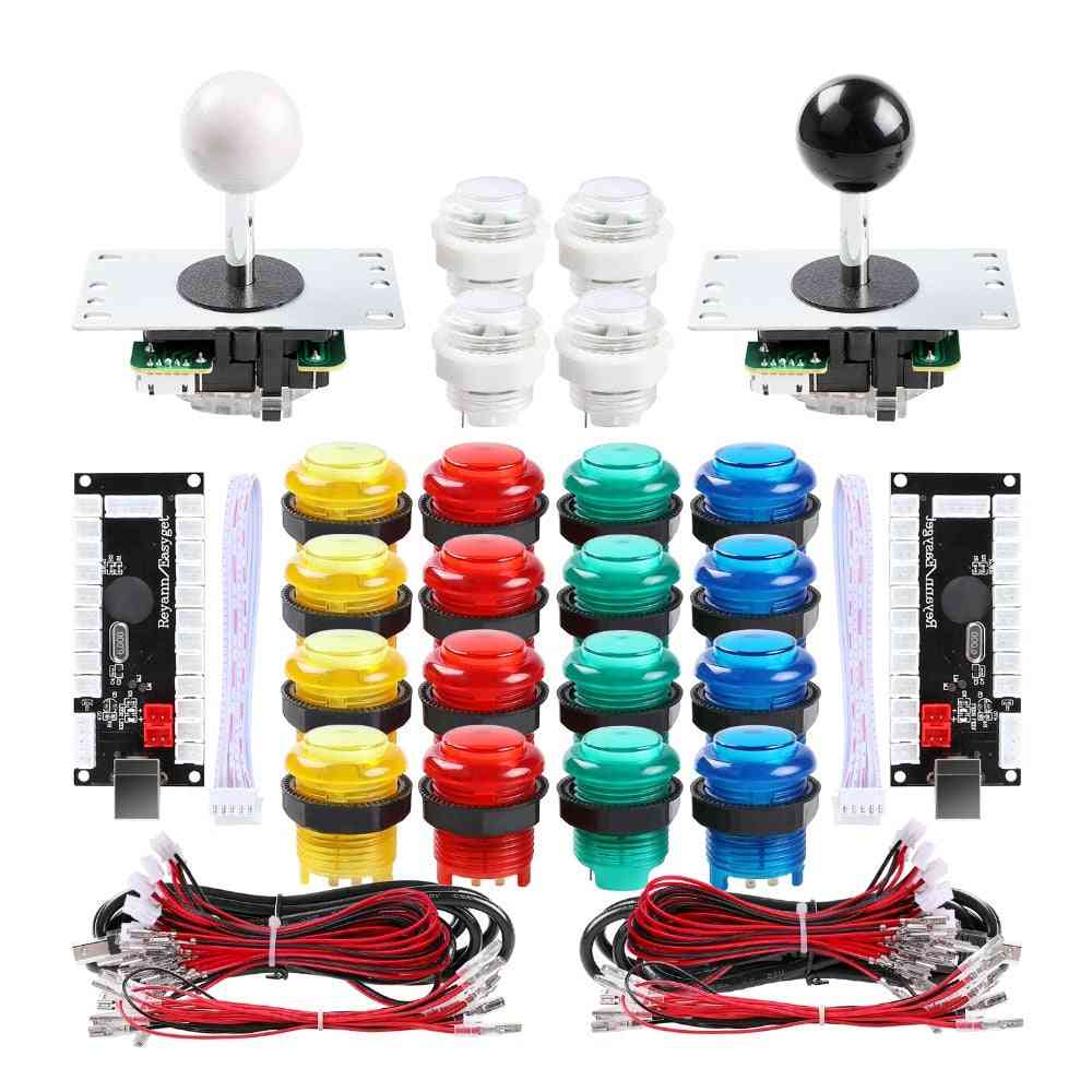 Seturi de joystick-uri arcade pentru 2 jucători cu 20 de butoane arcade led + 2 joystick-uri + 2 kit de codificator USB + cabluri set de piese de joc arcade