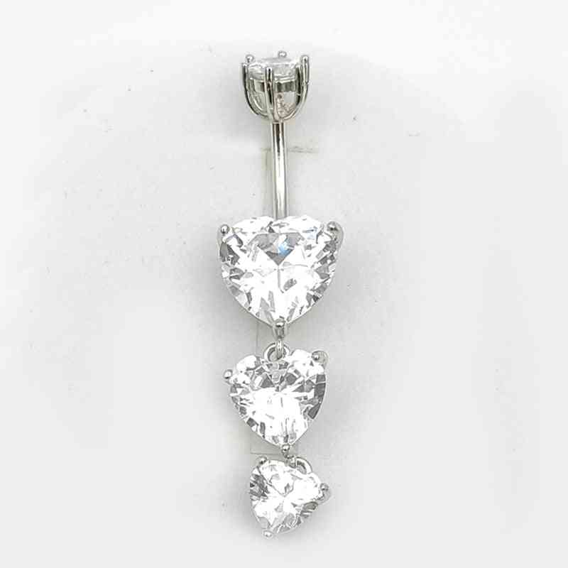 Sterling sølv navle ring hjerte, cubic zirkon navle piercing smykker