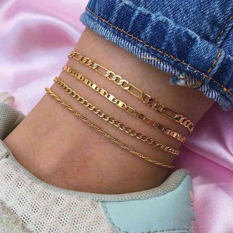 Alloy Punk Ankle Chains, Female Simple Anklets