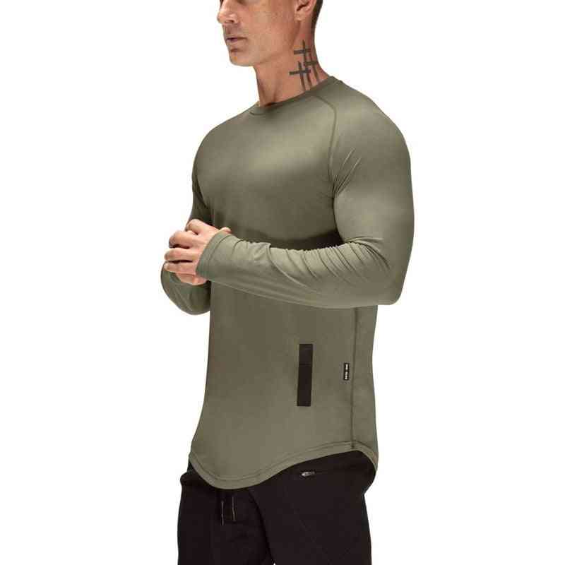 Herr långärmad sport topp, solid crossfit t-shirt för gym / fitness löpning / träningströja