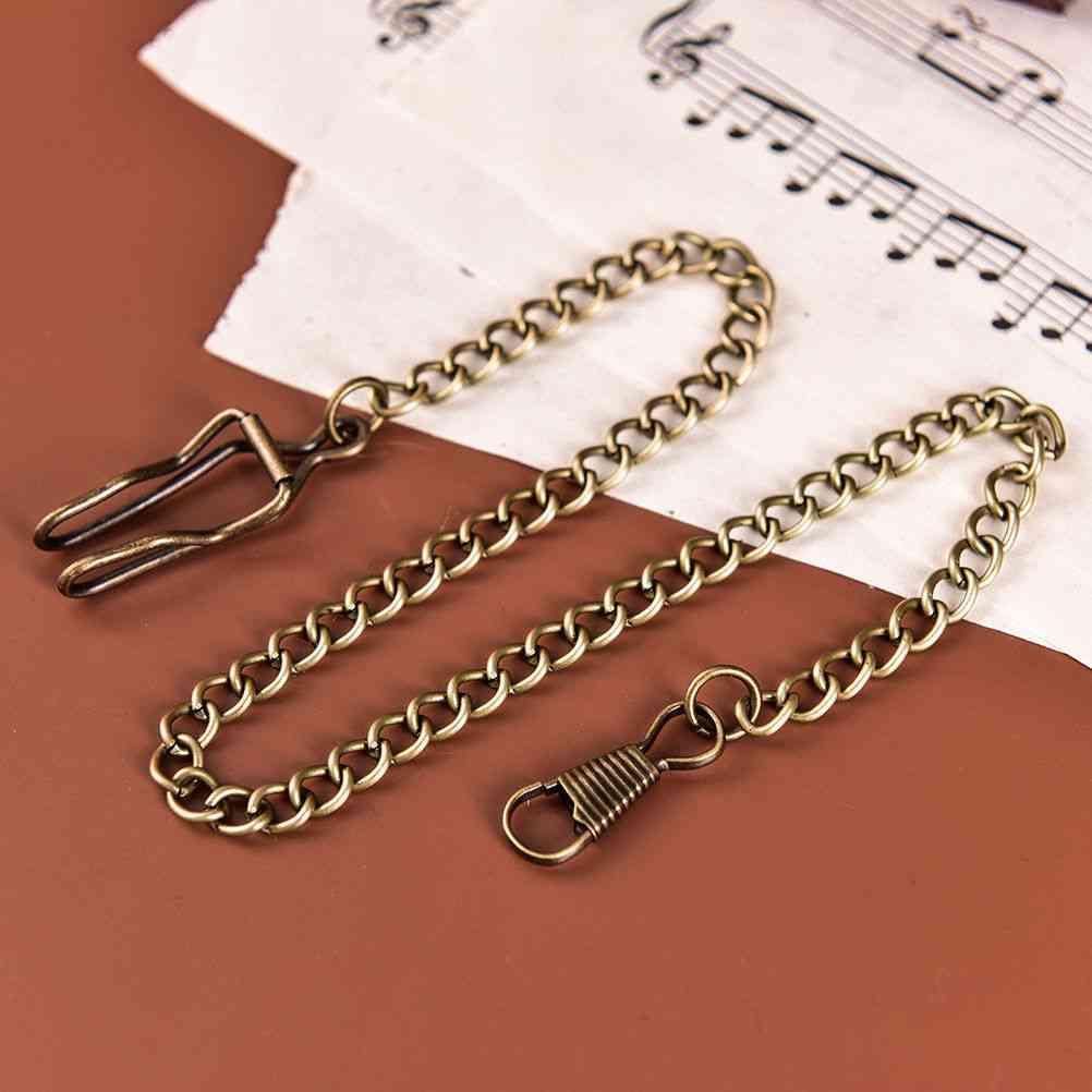 Bronze Vintage Style Retail Alloy Pocket Watch Holder Necklace Chain