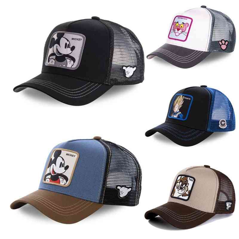 Anime cartoon mickey donald duck snapback katoen baseball cap, mannen & vrouwen hiphop mesh hoed