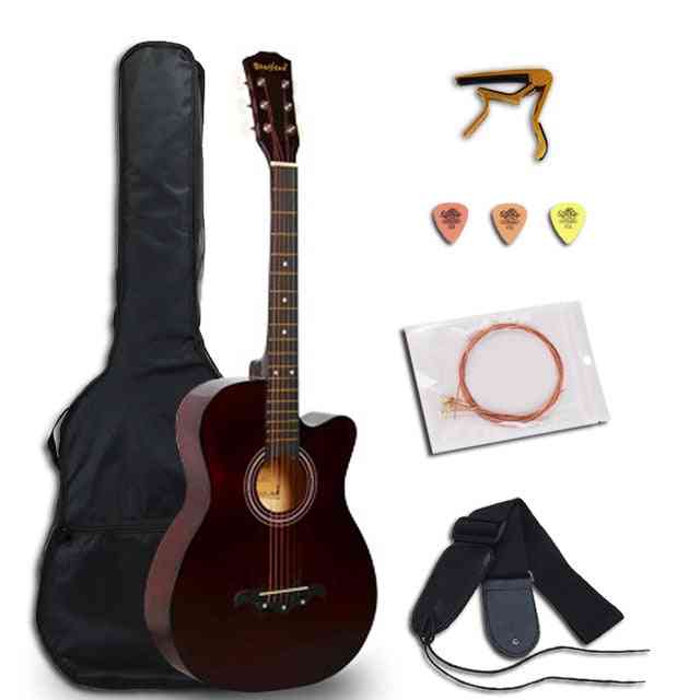 акустична китара за начинаещи 6 струни от липа с комплекти