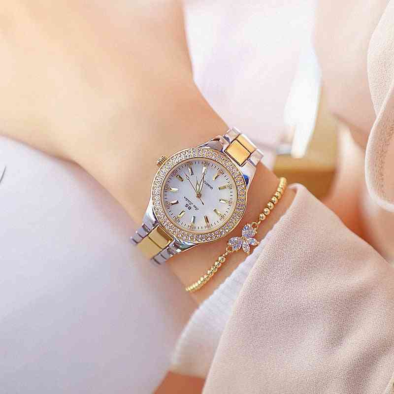Women Crystal Diamond Watches, Stainless Steel Clock