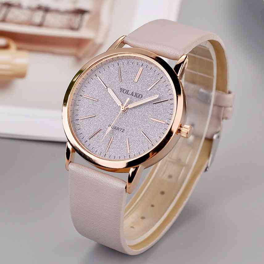 Luxury Brand, Leather Quartz, Women's Fashion Wristwatch Clock