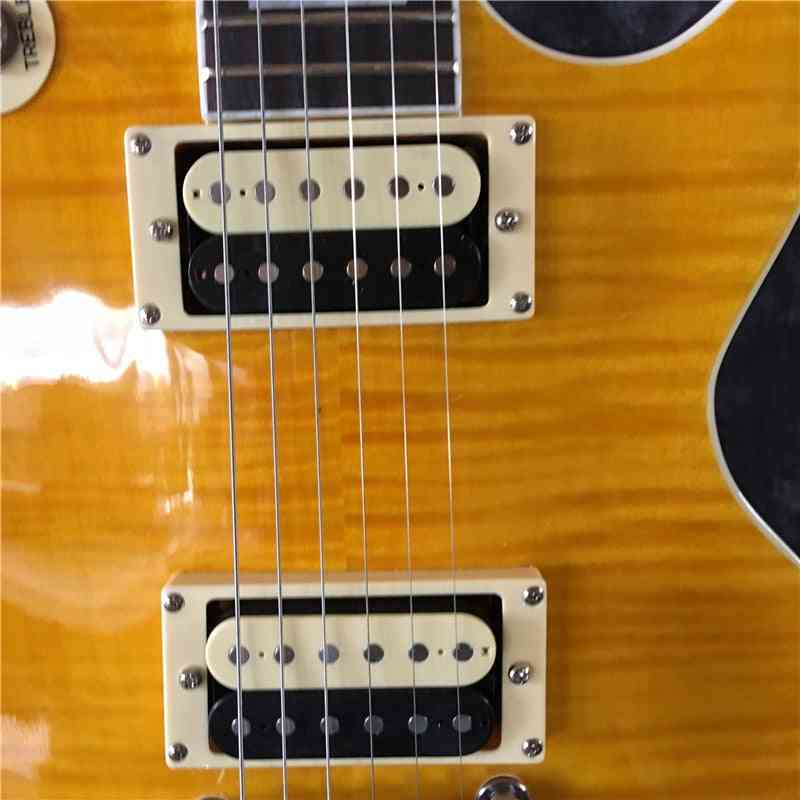 Listă de produse de înaltă calitate, chitară slash, chitară electrică cu corp galben de flăcări de arțar (chitară 39 inch)