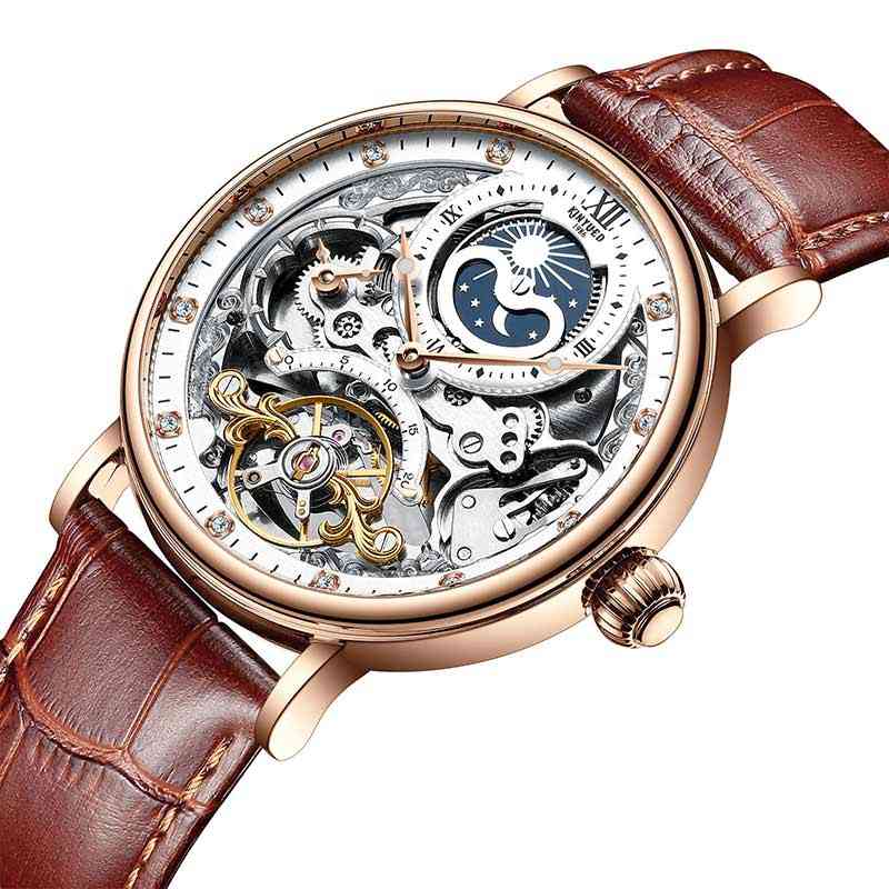 Skeleton Mechanical Automatic Watch, Men Tourbillon Sport Clock Casual Business Wrist Watch