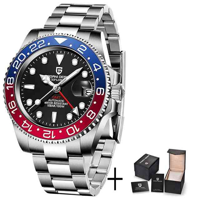 Men Mechanical Wristwatch Stainless Steel Gmt Watch